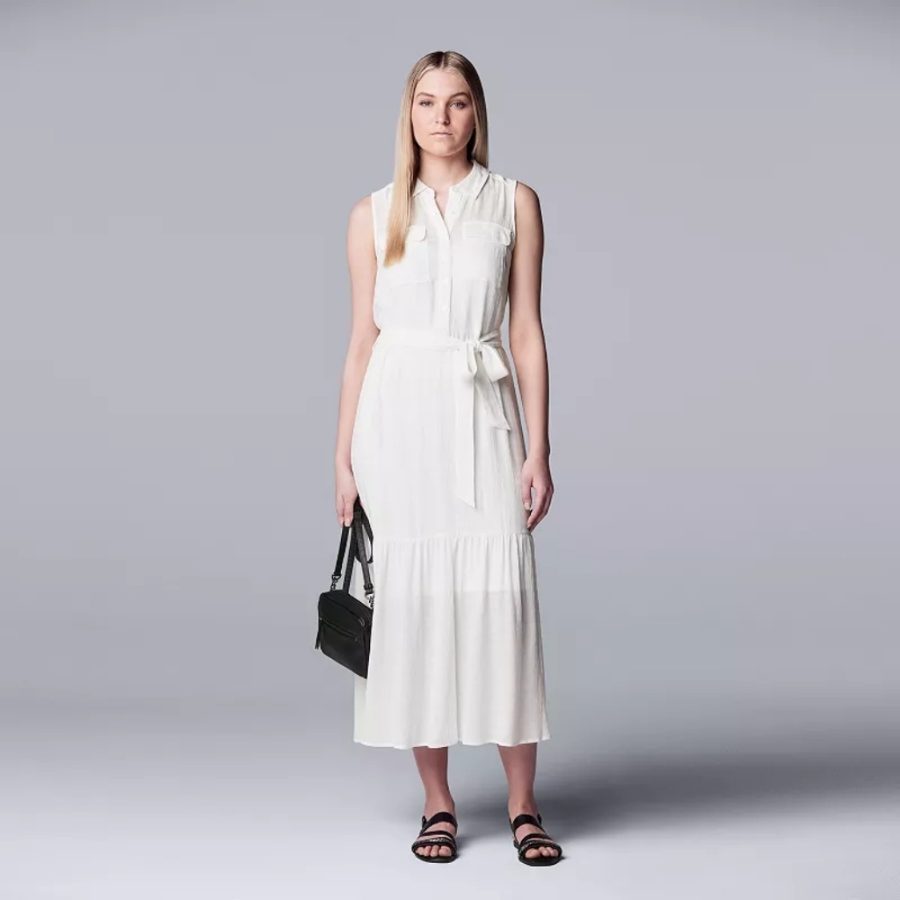 Simply Vera Vera Wang Belted Tiered Dress White XL